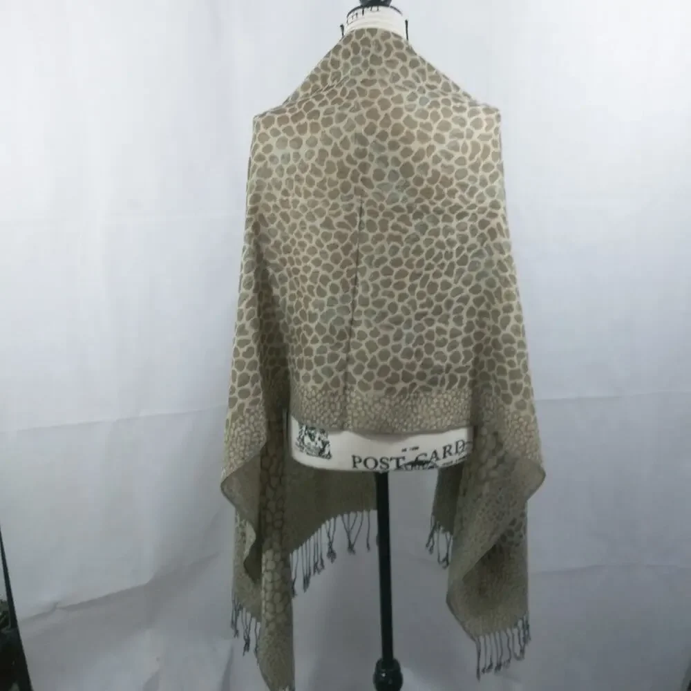 Cheetah Print Scarf Wrap Fringe Hem